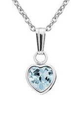 captivating teeny-tiny silver heart December birthstone baby necklace